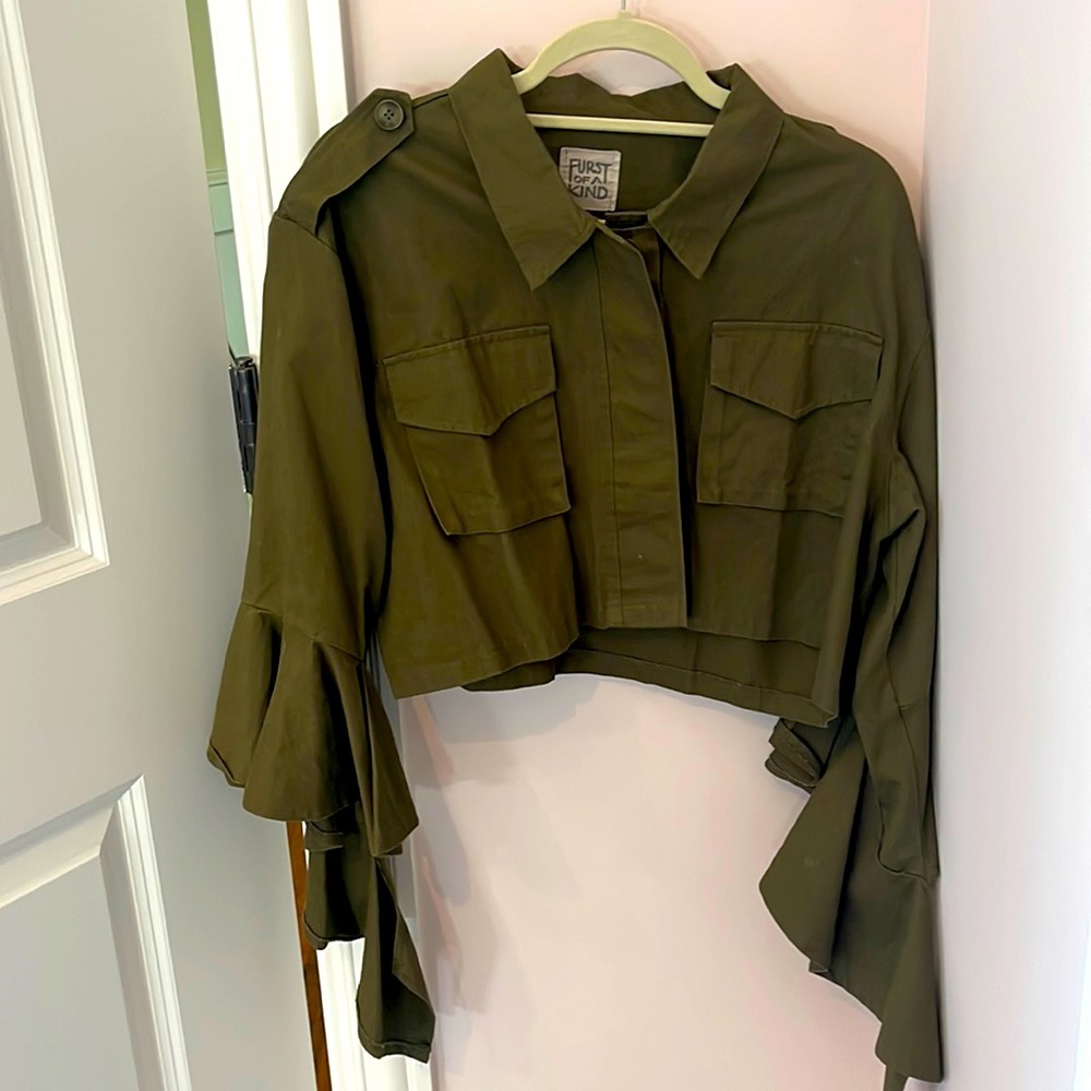 Furst of a Kind green army cropped jacket with sleeves